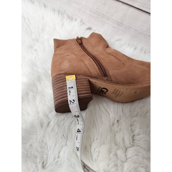 Gianni Bini Womens‎ Ankle Boots Booties Brown Leather Stacked Heel Zip 8.5 M - Picture 7 of 9